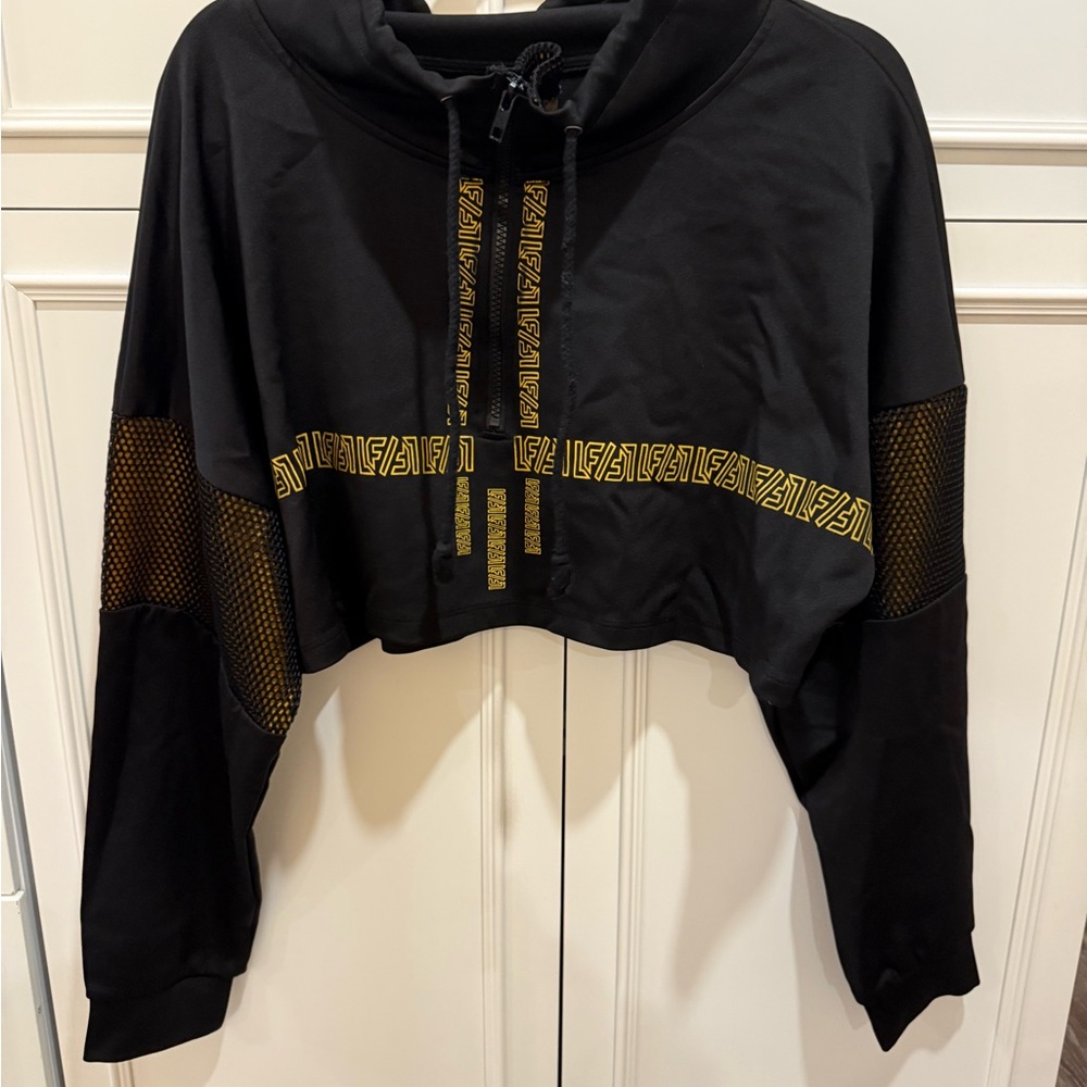 LF Black and Gold Cropped Hoodie